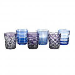 TUMBLER GLASS COBALT SET OF 6 